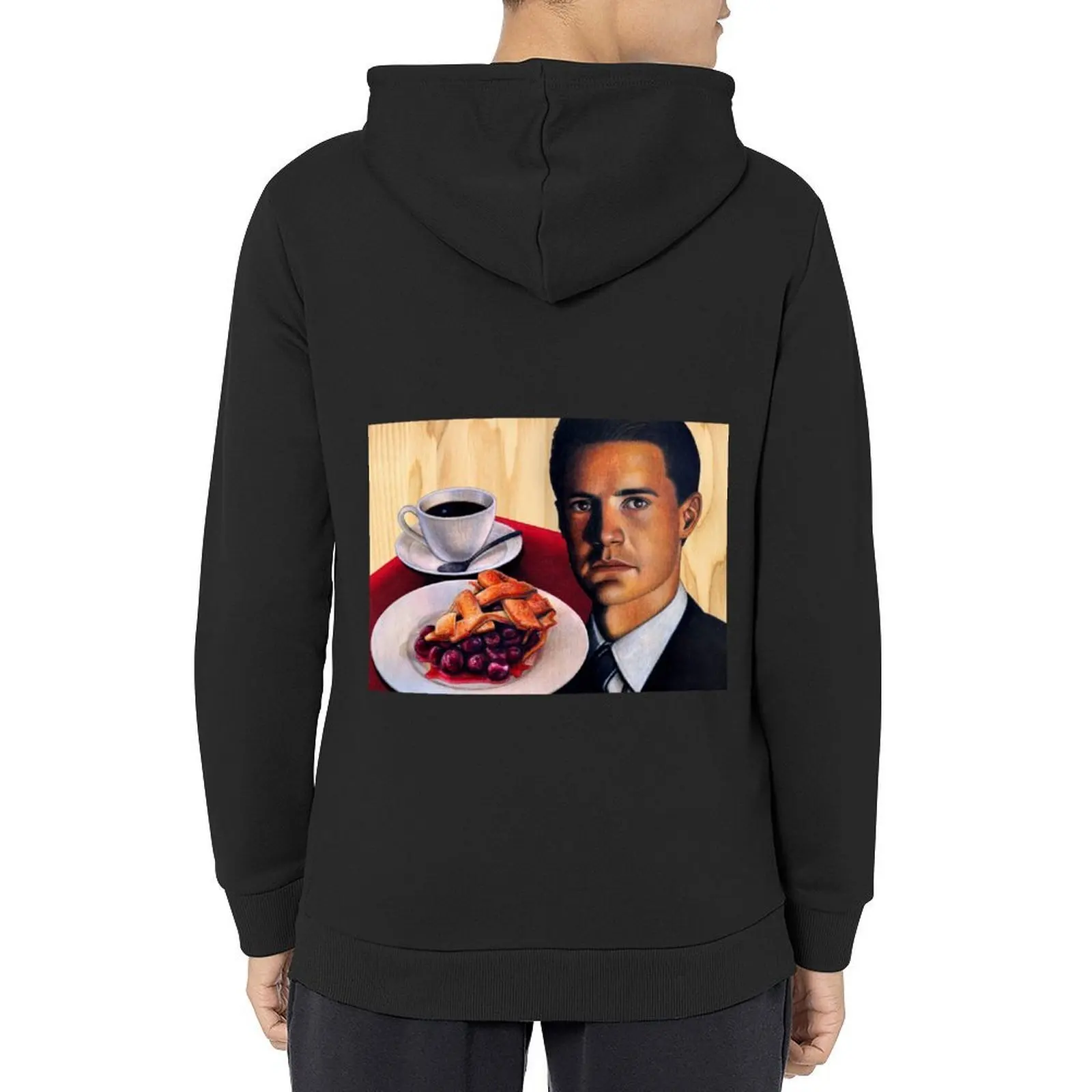 

Twin Peaks -- Agent Cooper with a Damn Good Cup of Coffee and A Slice of Cherry Pie Hoodie men's sweat-shirt set mens hoodies