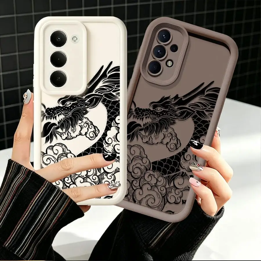 Ink Dragon Cloud Case for Samsung Galaxy A35 A17 A15 A24 A12 A07 A05A73 A14 A22 A16 A25 A11 A21s A50 A52 A06 A36 A13 A30 Phone
