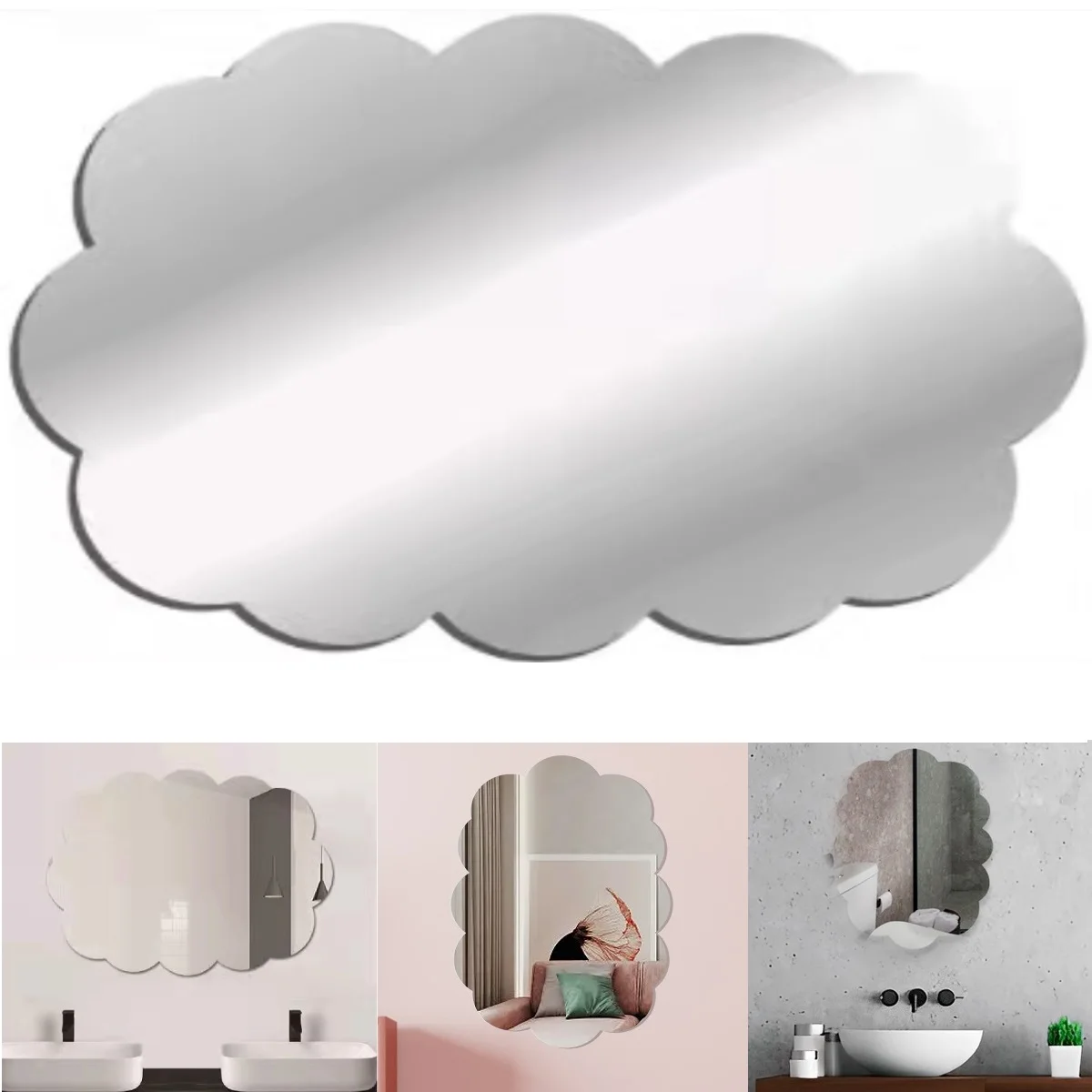 2 Mirror Decorative Cloud Acrylic Child Adhesive 30x20cm