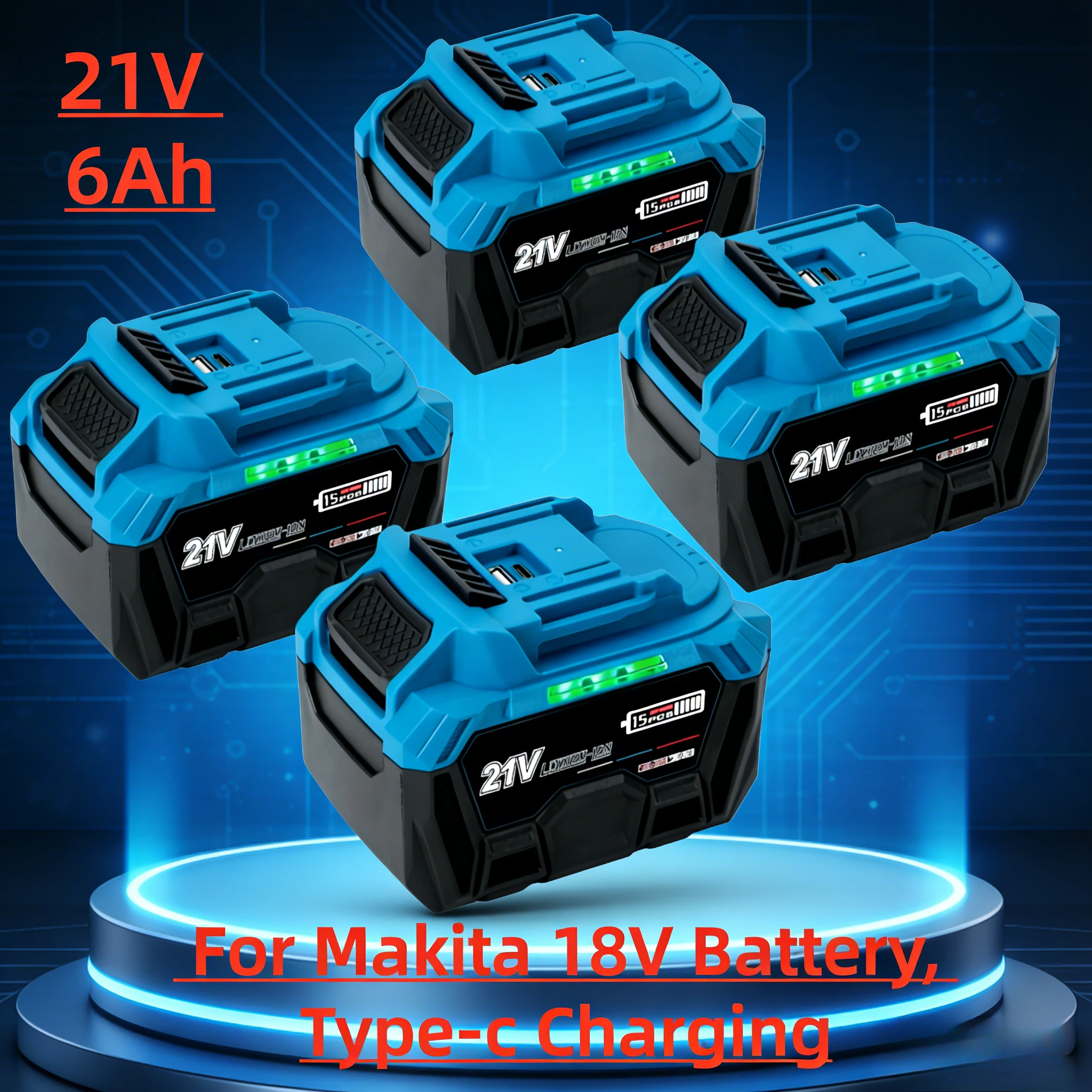 

100% Оригинальный аккумулятор 21В 3/4/6Ач для Makita 18В, с зарядным портом Type-C, замена LXT BL1850 BL1840, для электроинструментов 18В с BMS