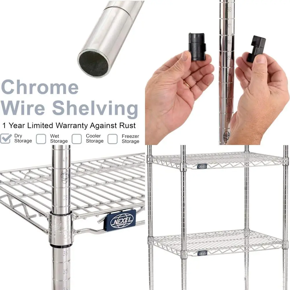 

4-х уровневый регулируемый стеллаж из хромированной проволоки, 18x24x63, сертифицированная коммерческая стойка NSF с выравнивающими ножками