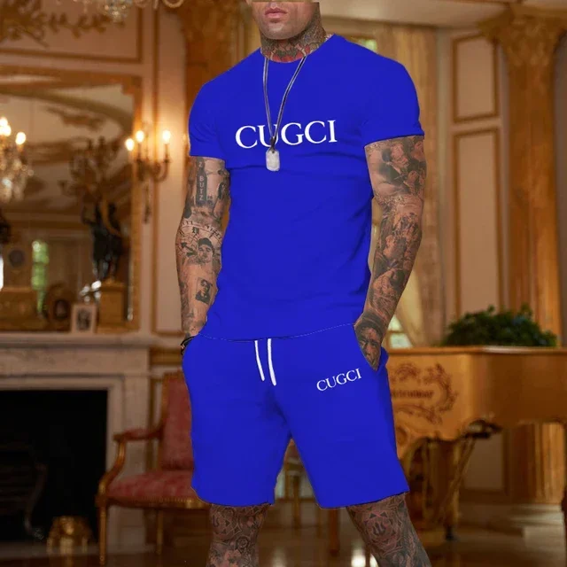 2024 Summer T-shirt, shorts men's casual sports set, fashionable short sleeved casual shopping trend clothing essential for trav image 3