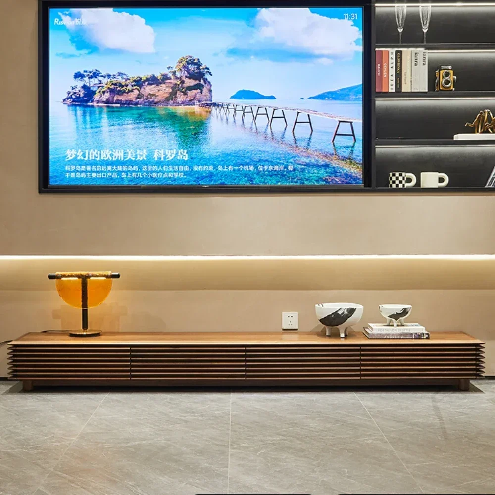 

TV Cabinet Wooden Floor Cabinet Modern Minimalist Log Deck