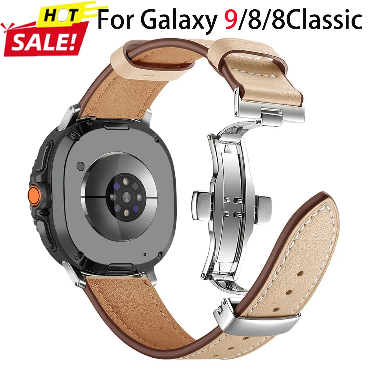 HOT Retro Leather Strap for Samsung Galaxy Watch 9 8 40 44mm Butterfly Clasp Band for Galaxy Watch8 Classic 46mm Belt Bracelet
