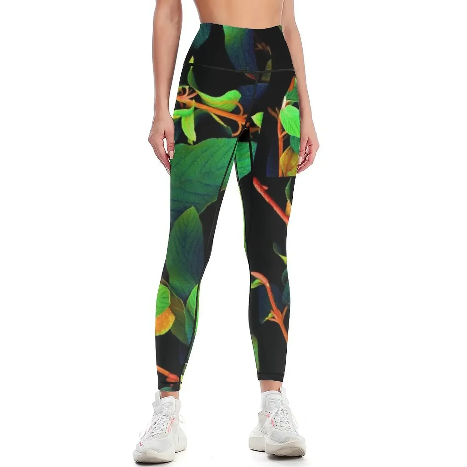 

Chromatic Leaves III Dark Botanical Leggings harem pants gym top Women's tights sport pants Womens Leggings