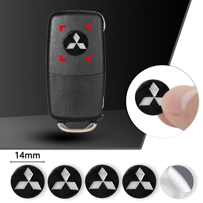 Pegatinas con logotipo de coche de 14mm, emblema de carcasa de llave dedicada Mitsubishi, accesorios Paster para Mitsubishi Lancer 9 EX Outlander 3 ASX L200