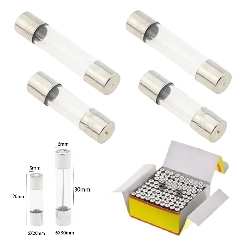 Glass Fuse Tube 5x20mm 6x30mm Fast Fusing 250V 0.1A 0.2A 0.5A 1A 2A 3A 4A 5A 6A 7A 8A 10A 12A 15A 20A 30A