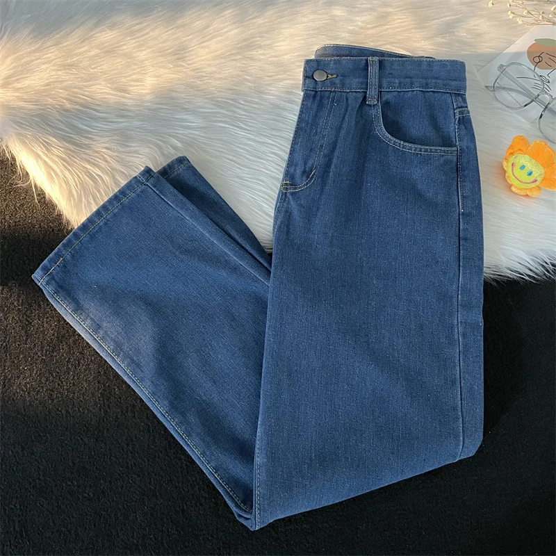 

Denim Pant Temperament Solid Color All-match Straight Wide Leg Jean 2024 Spring New Men American Style Y2k Trousers W309