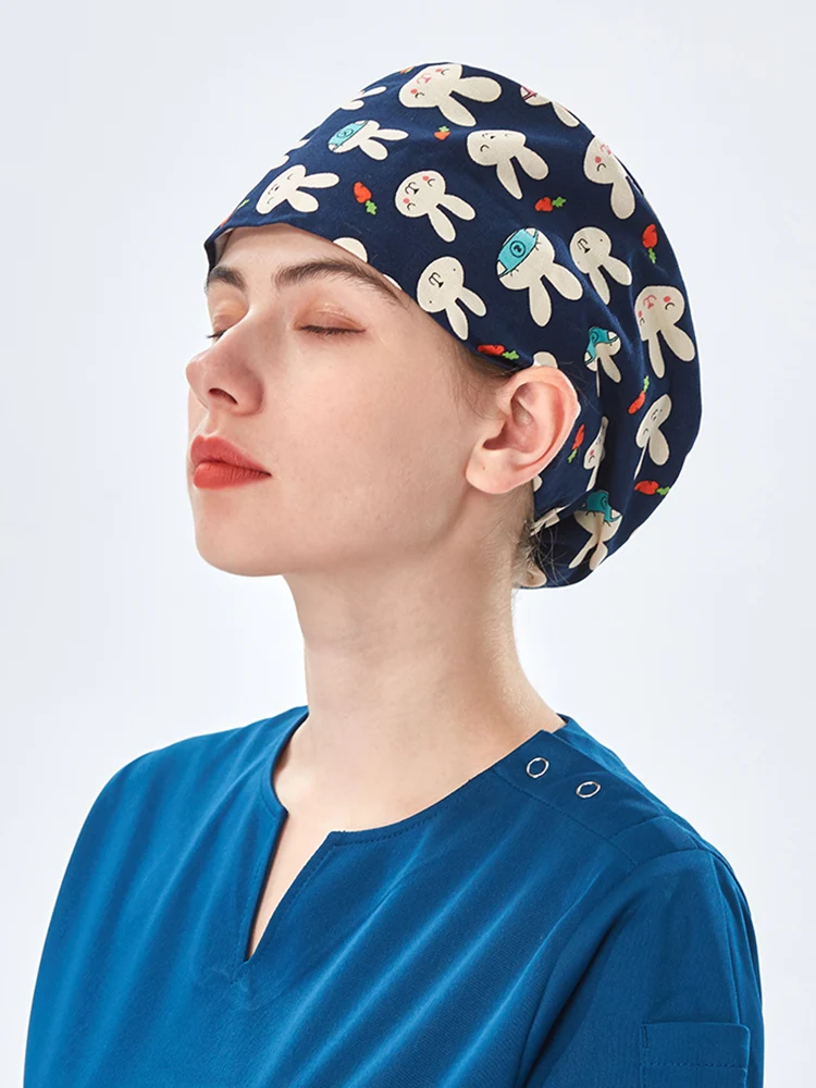 Japanes Thick Cotton Scrub Caps Surgical Medical Bouffant Hat Cordlock Chef Pediatric Veterinary Healthcare Nursing Cap K757