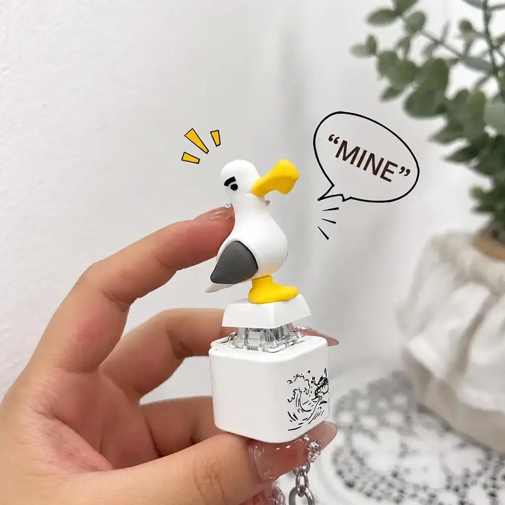 1/2Pcs Mine Seagull Keycap Keychain Luminous Sounding Stress Relief Creative Fidget Toy Portable Electronic Pendant For Adult