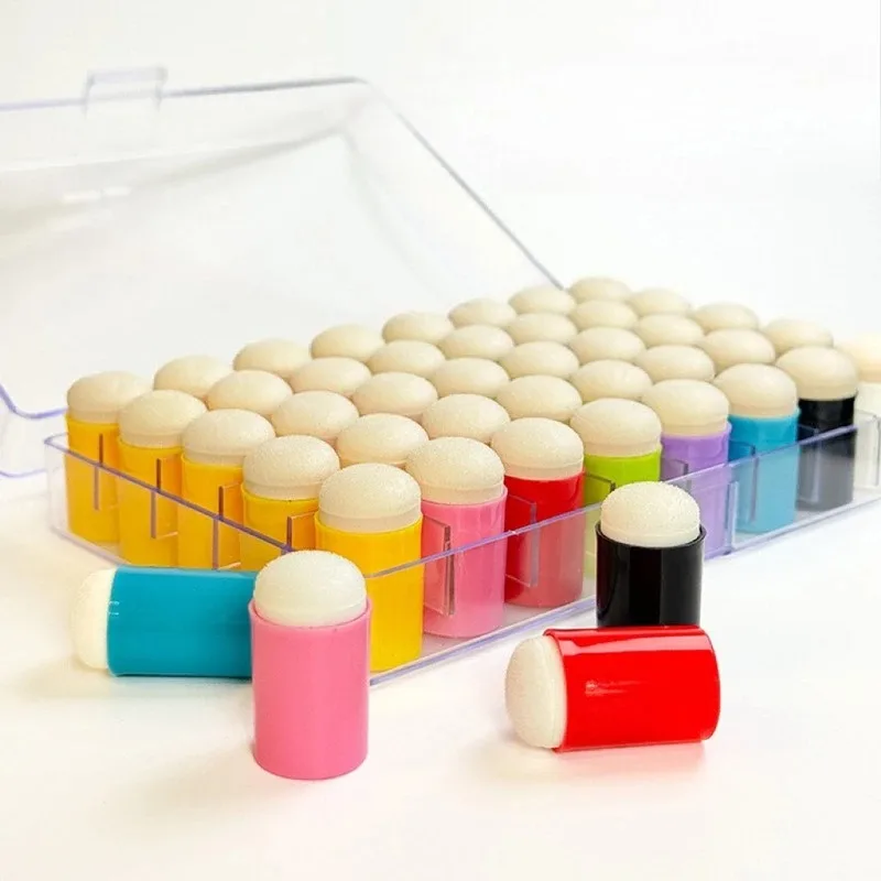 Esponjas de Pintura para Mistura de Tintas, Uso Artístico Profissional, Cabo em Formato de Cabaça, Esponja Artística | Cores Vibrantes | Punho Ergonômico