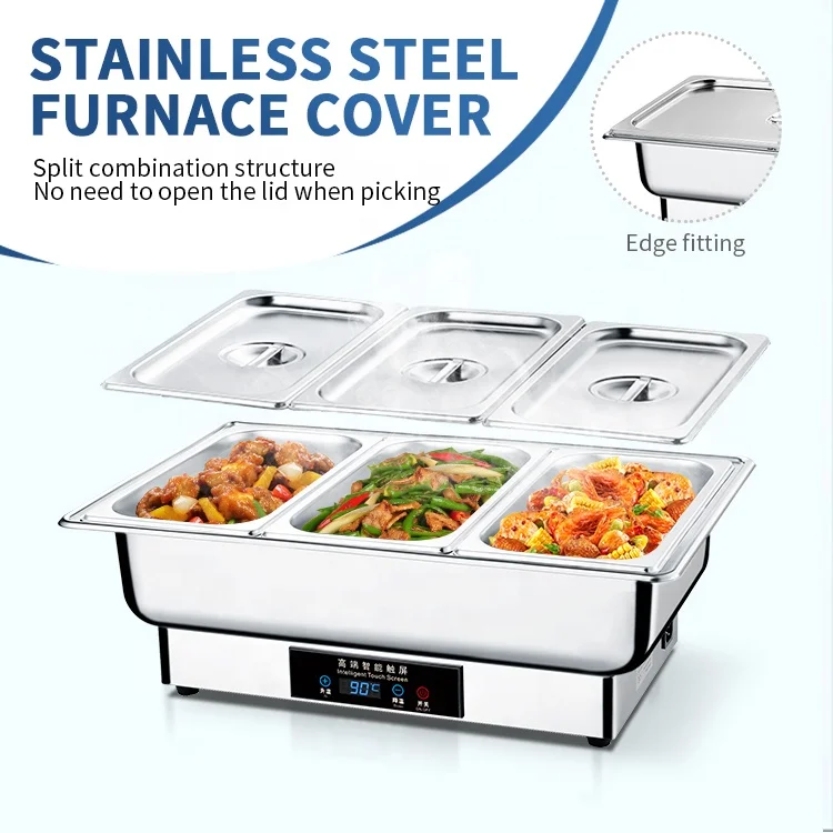 Hotel Restaurant Daily Use Stainless Steel Chafing Dishes Buffet Electrical Heating Food Warmer Set