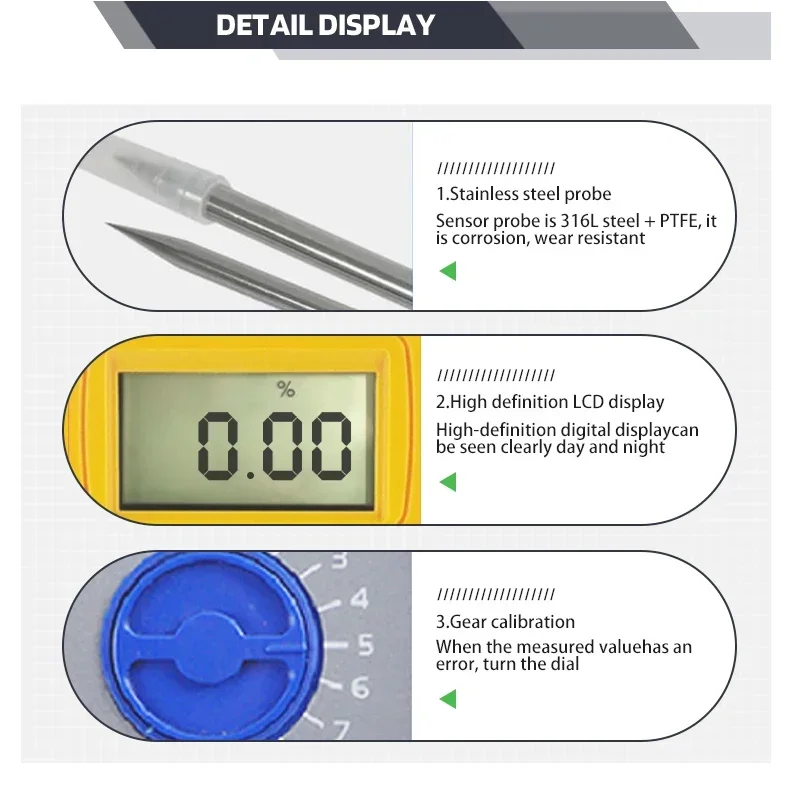 2026 20259V battery power reeds bamboo tobacco leaf hay digital moisture analyzer digitronics hygrometer gauge humidity meter