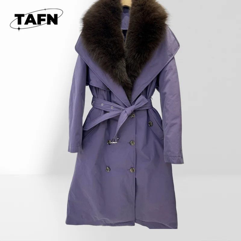 Stylish Women's Long Sleeve Trench Jacket  Fashionable Women's Lapel Trench Coat Soft Mid-Length Coat with Belt AK0504