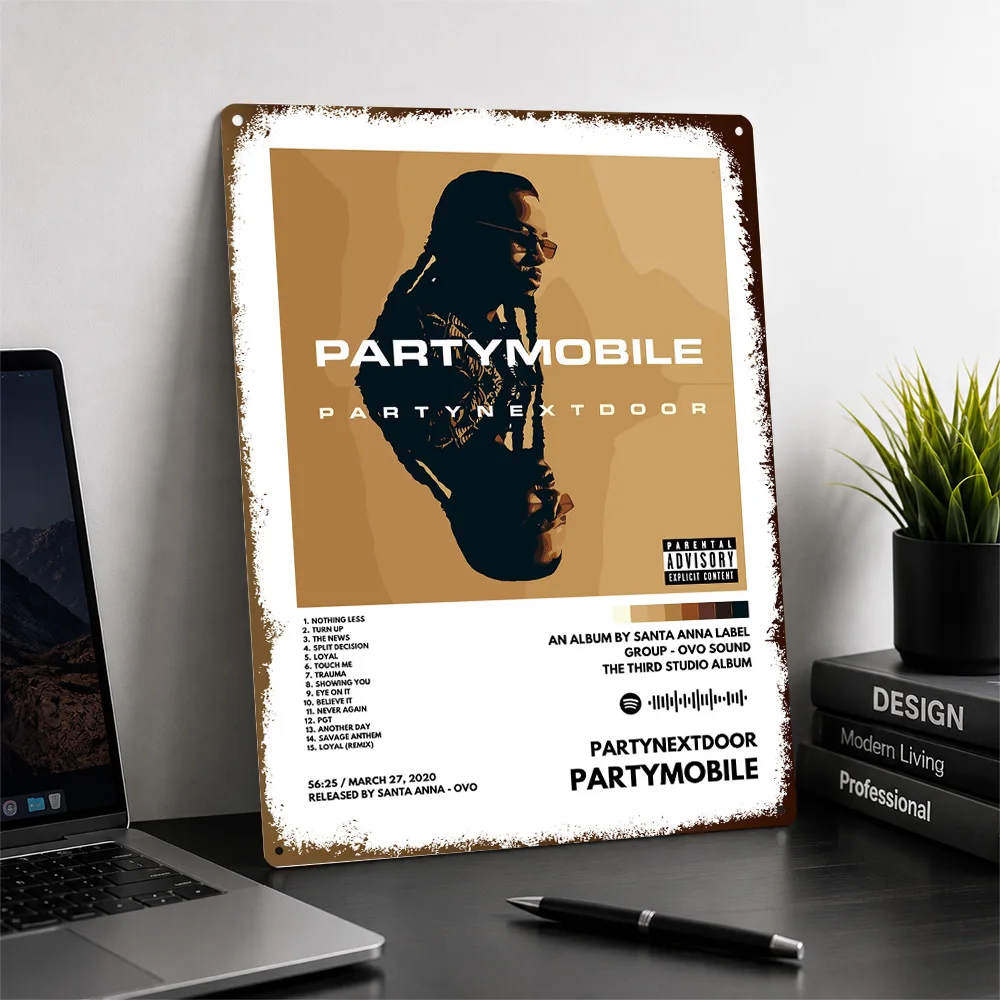PARTYNEXTDOOR PARTYMOBILE Album Cover Textured Metal Poster Graphic Wall Art For Listening Room Personalized Aluminum Sign Gift