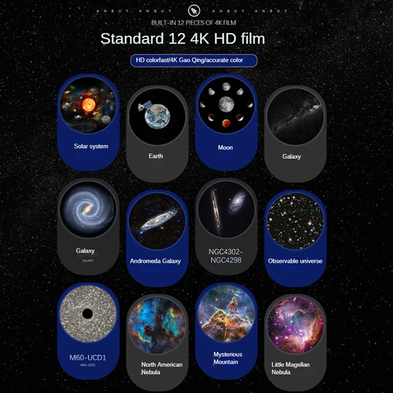 調整可能な銀河星空プロジェクターランプ、360 ° 回転ナイトライト、寝室、家庭、パーティー用の予想ランプ