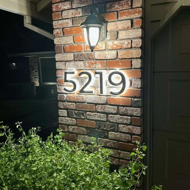 Custom LED House Number Light Outdoor 3D Stainless Steel Lighted Letter Signs Alphabet Address Plaque Home Door Plate Waterproof