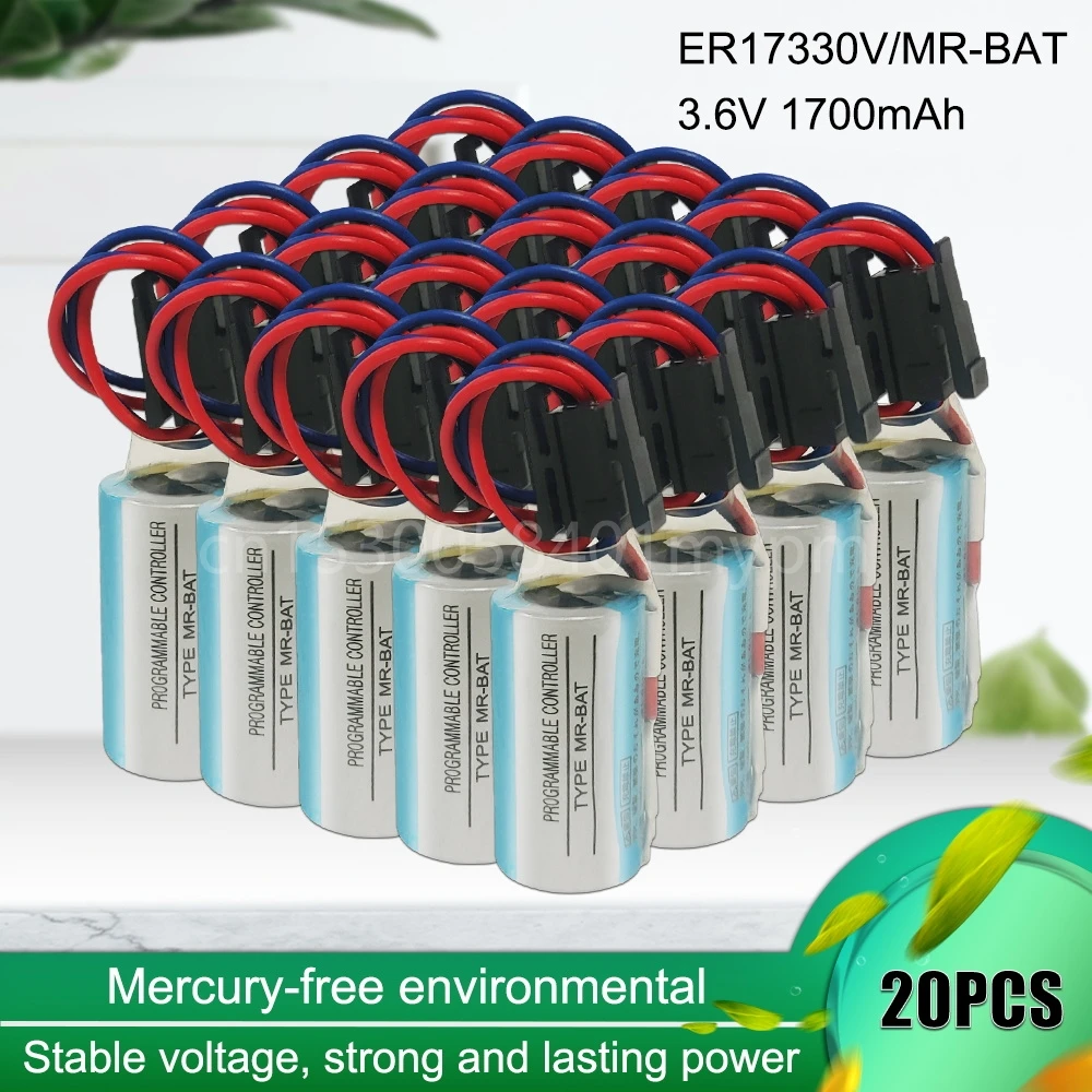 

20PCS Original Servo Battery ER17330V MR-BAT CNC 3.6V 1700mah PLC Lithium Battery with Plug