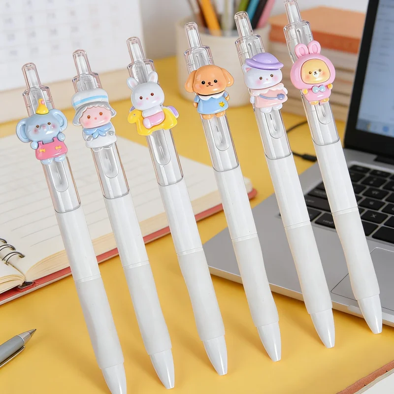 

6-Pack of Randomly Assorted Pet-Shaped Black Ink Gel Pens, Smooth Writing Without Jamming, Continuous Ink Flow, Retractable Pens, Essential for Office Use, Black Signature Pens