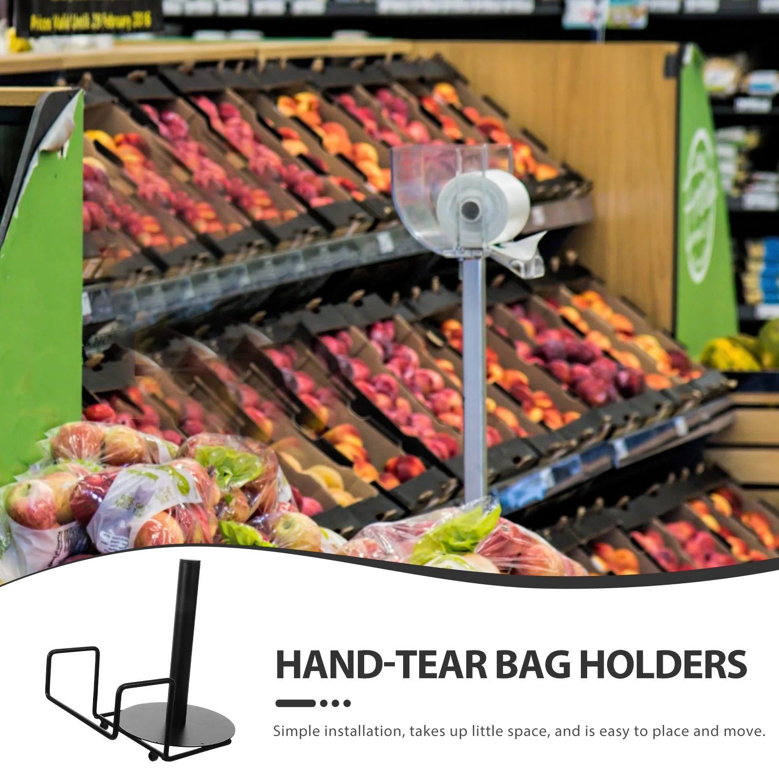 

Convenient Grocery Bag Roll Dispenser Stainless Steel Construction for Supermarkets Grocery Bag Holder