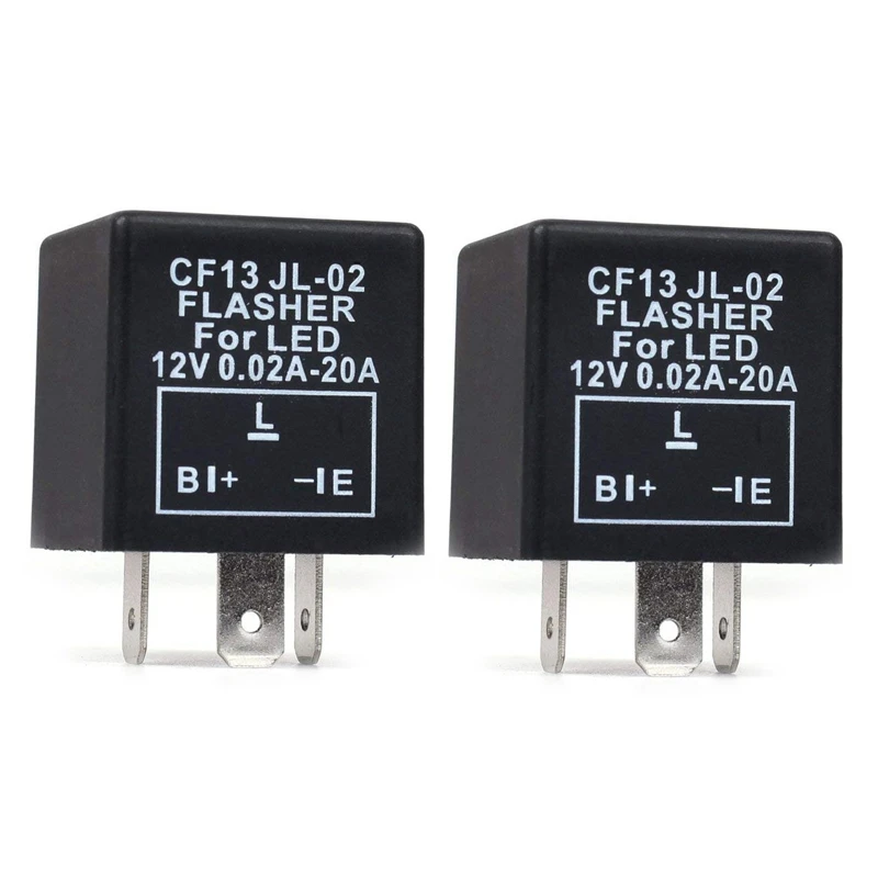 2X Car 3-Pin CF-13 Electronic LED 12V Flasher Relay Fix For Turn Signal Blinker