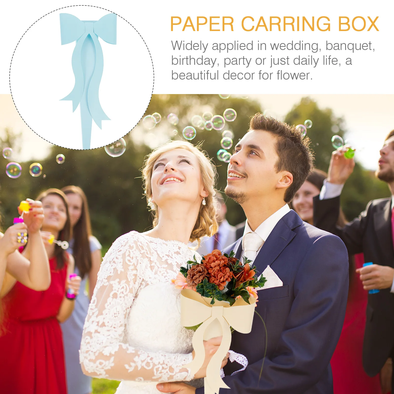 

Flower Box for Wedding Birthday Bouquet Wrapping Container DIY Paper Carrying Gift Box Foldable Storage Solution