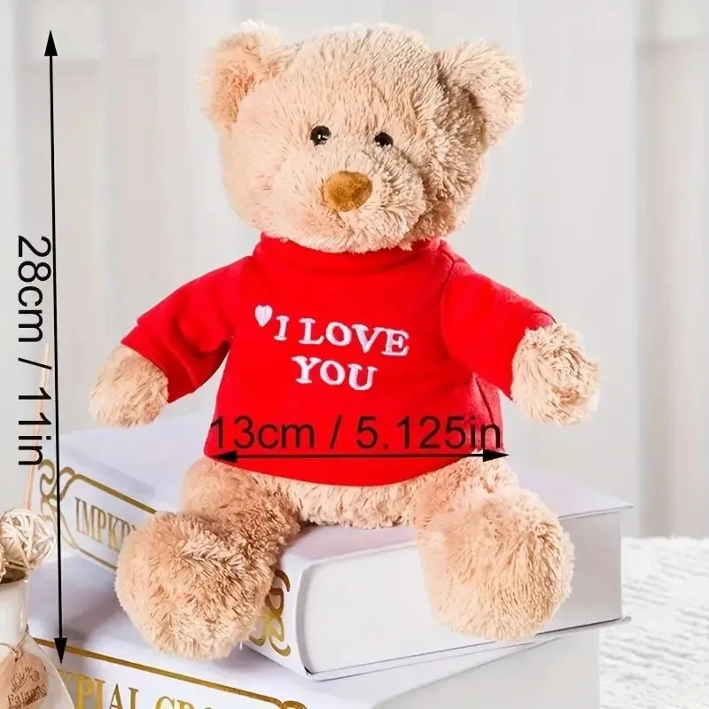 Urso mensagem marrom com t-shirt azul, Stuffed Animal para idades 1 e acima, 12 em