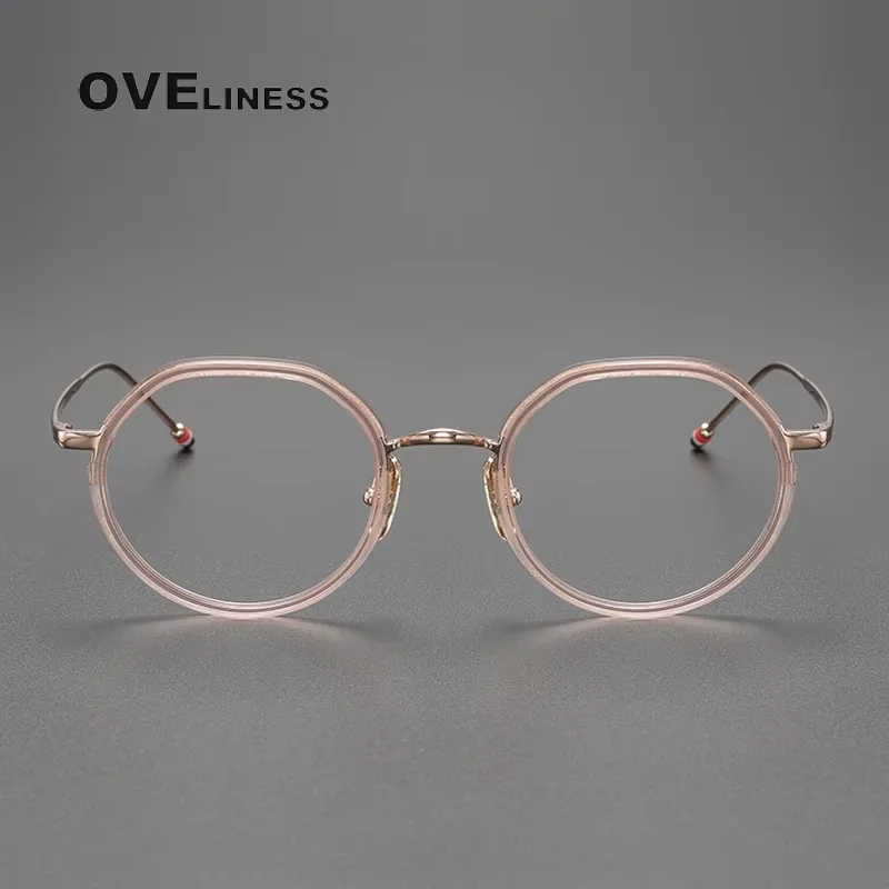 Vintage Acetate Titanium Eyeglasses Frame Men Retro Myopia Prescription Optical Glasses Frame Women Korea Luxury Brand Eyewear