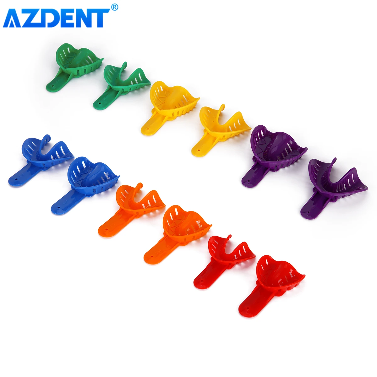 12PCS/Kit Dental Impression Trays AZDENT Plastic Teeth Holder Trays Tools Autoclavable for Childrens Adults Small Middle Large