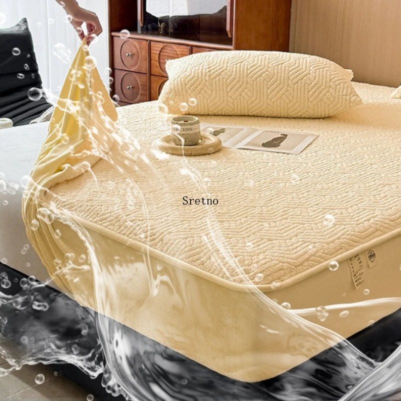 

SRETNO 2026 Новые бархатные наматрасники с 2 наволочками, толстый водонепроницаемый чехол для матраса, подходит для зимнего использования
