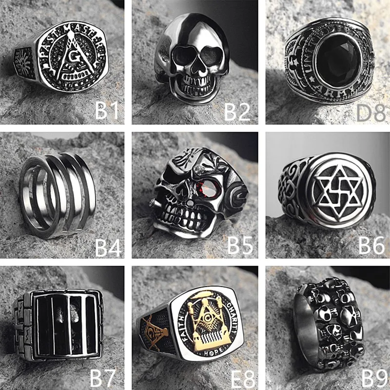 

Vintage Skeleton Ring for Men Silver Color Titanium Steel Retro Punk Fashion Hip Hop Rings Unisex Accessories Designer Jewelry