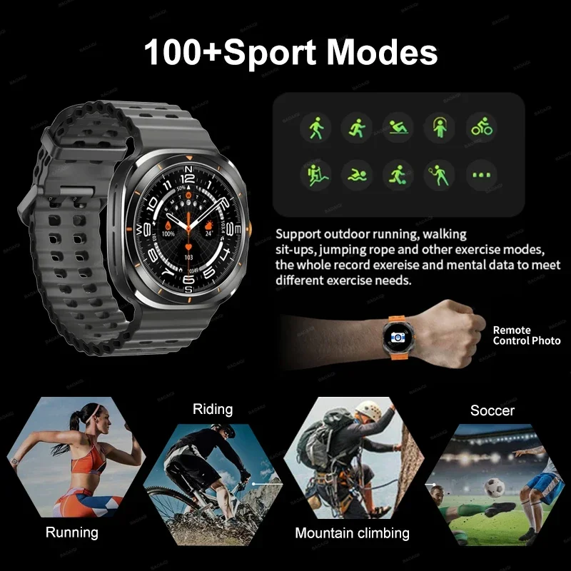 2024new galaxy watch 7 ultra relógio inteligente masculino 32gb de memória gps nfc 1.5 "tela amoled rastreador fitness saúde smartwatch para samsung