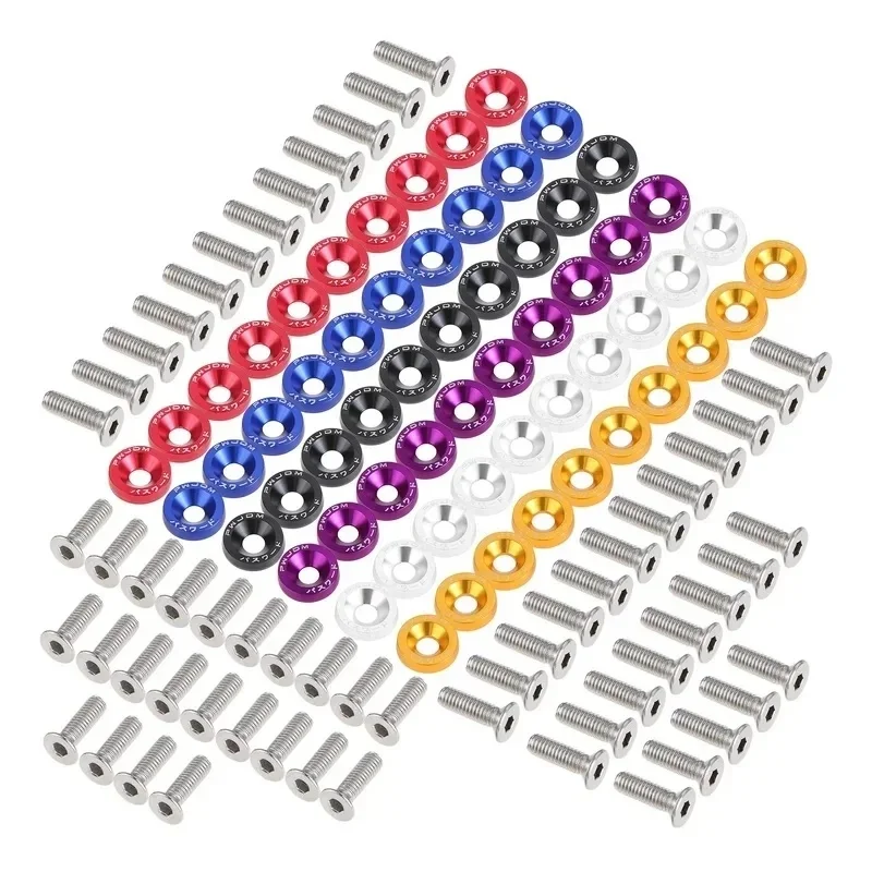 1/2Set Aluminum Fender Screw Washers Bolts For Automobile Fender Headlight Bumper Car Modified Fasteners Aluminum