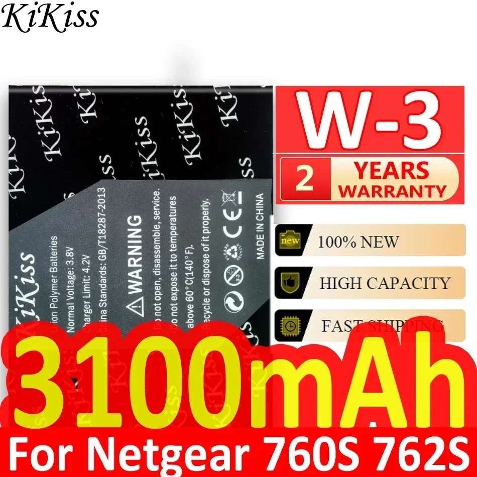 Kikiss-リチウムイオン電池,3100mah,w3,ネットギア用,シエラ,760s,762s,763s,785s,ワイヤレスルーター,w3,3.7v