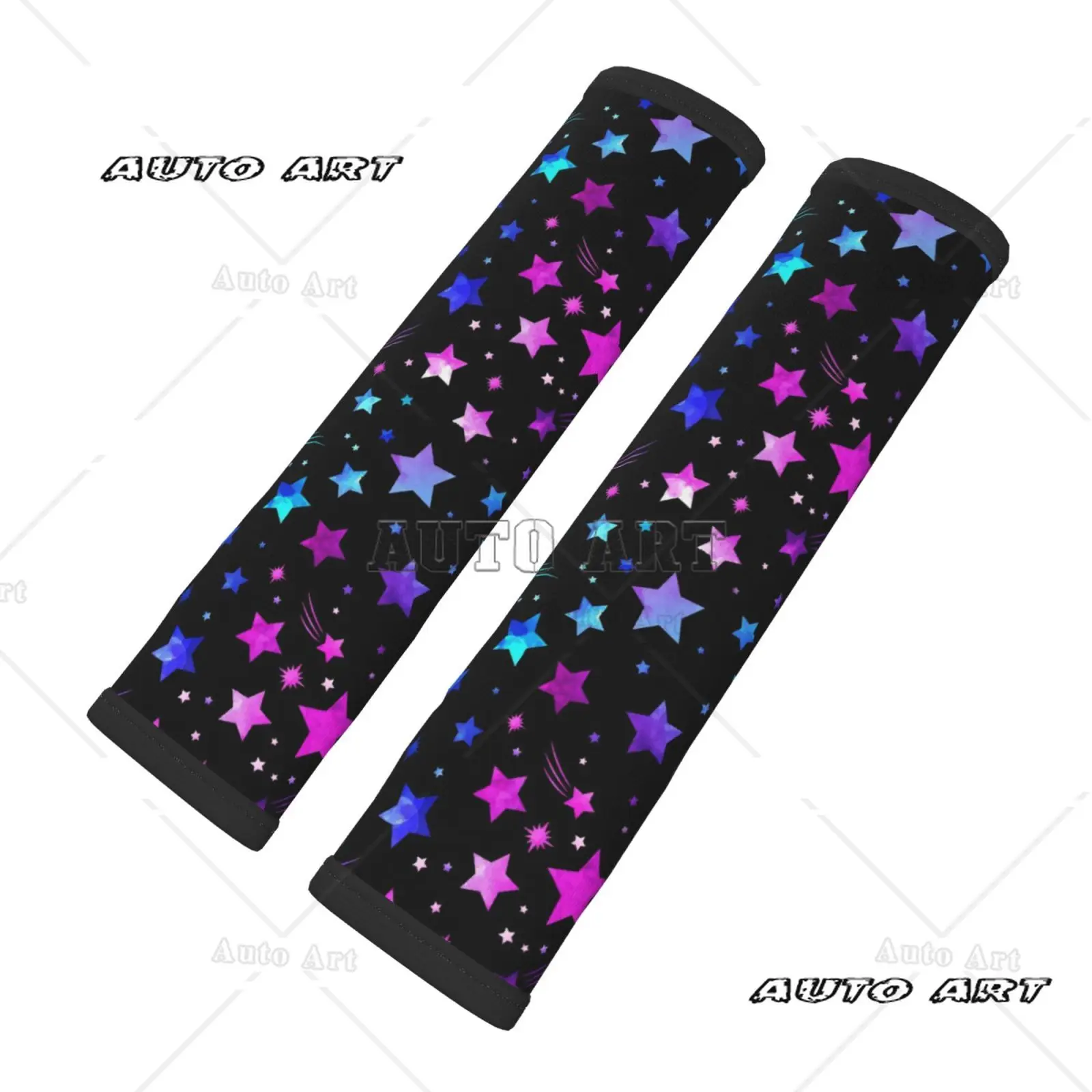 Car Seat Belt Cushion with Colorful Meteor Print 2-piece Set, Shoulder Protection, Comfortable Shoulder Strap, Luggage Strap