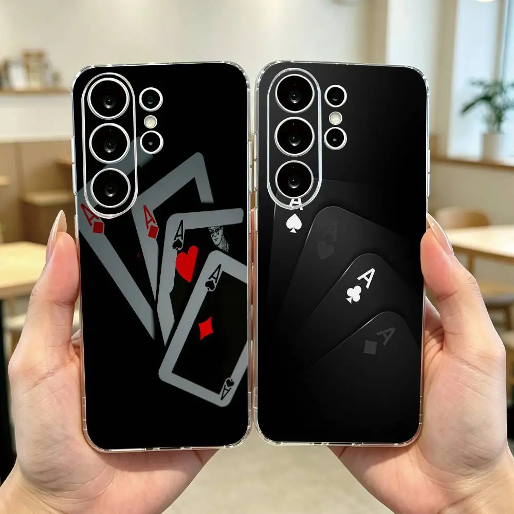 C-Card game T-Texas Holdem Phone Case Transparent Silicone Soft For Samsung S25,S24,S21,S22,S23,S30,Ultra,S20,Plus,Fe Gift