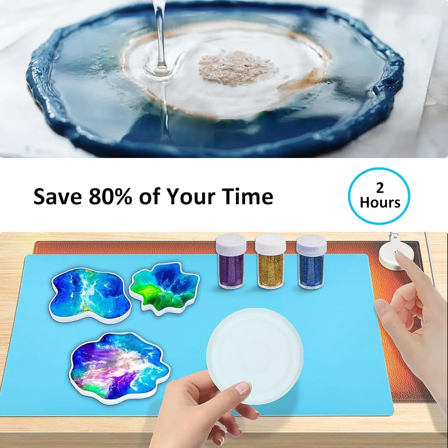 Large Resin Heating Mat, Yofuly Fast Resin Curing Machine with Timer and Lid, Silicone Mat for Perfect Resin Results, 4-Hour Aut