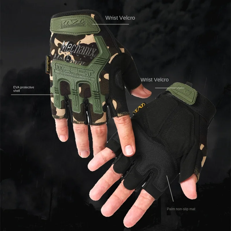 Popular Tactical Gloves Half Finger Special Forces Outdoor Mountaineering Riding Protection Men Half Finger Motorbike Gloves