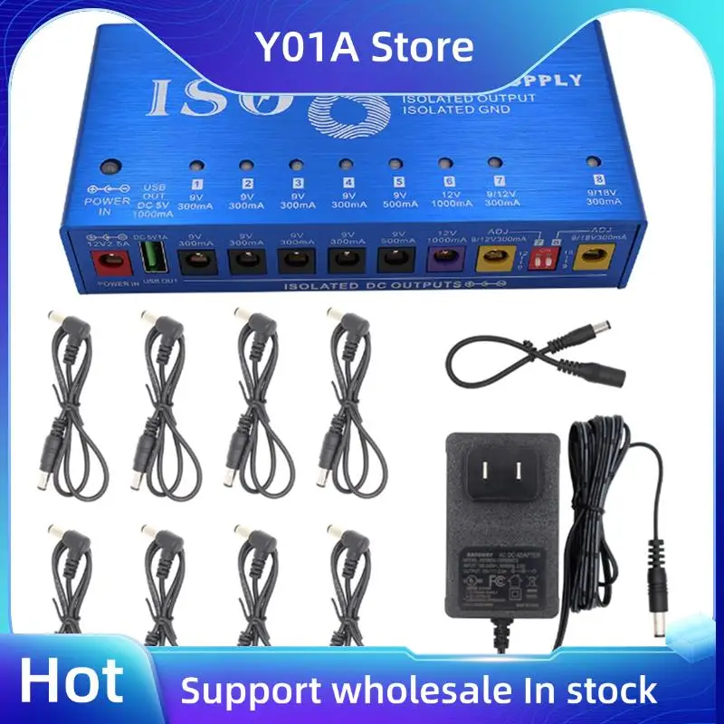 

Y01A For Multi-Effect Guitar Pedal Power Supply ISO-8 8 Isolated DC Output Ports(Auto Voltage Detection) 9V 12V 18V For Pedals