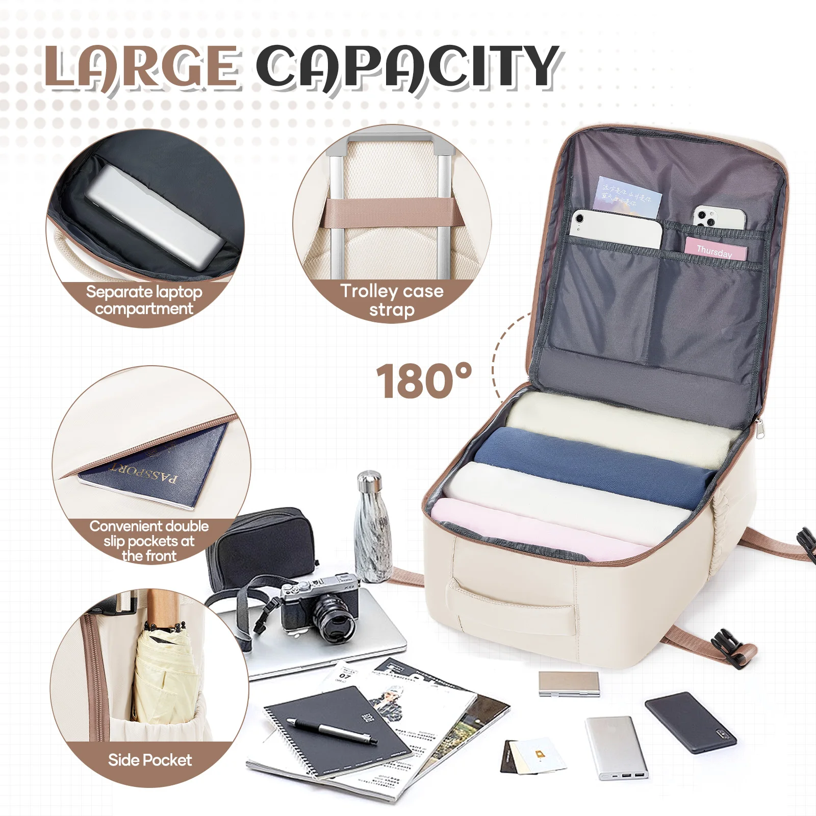 حقيبة ظهر للسفر من Wizzair Ryanair مقاس 40 × 30 × 20، حقيبة أمتعة بمقصورة تحت المقعد، حقيبة ظهر للكمبيوتر المحمول للنساء والرجال، كابينة ماكس 40 × 30 × 20