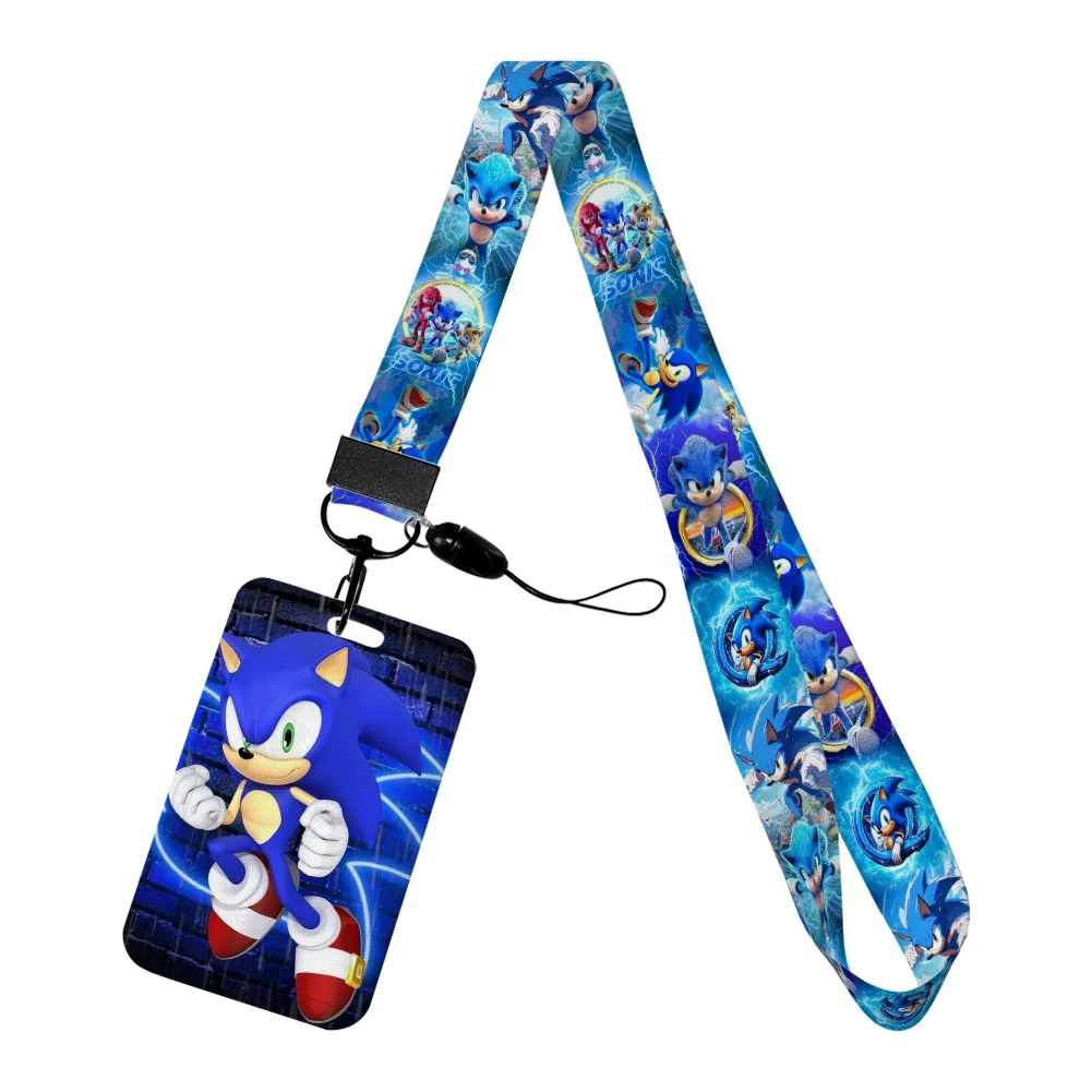 

Japanese Sonics Anime Card Holders Cute Student Card Holder with Mobile Phone Lanyard Credit Card Cover Boys Bags Accessories
