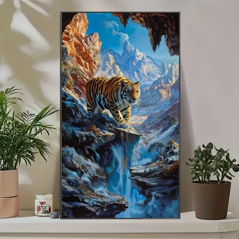 Fantasy Tiger Waterfall Landscape Full Square Round DIY Diamond Painting Set,New 2026 Diamond Art Mosaic Handmade Home Decor