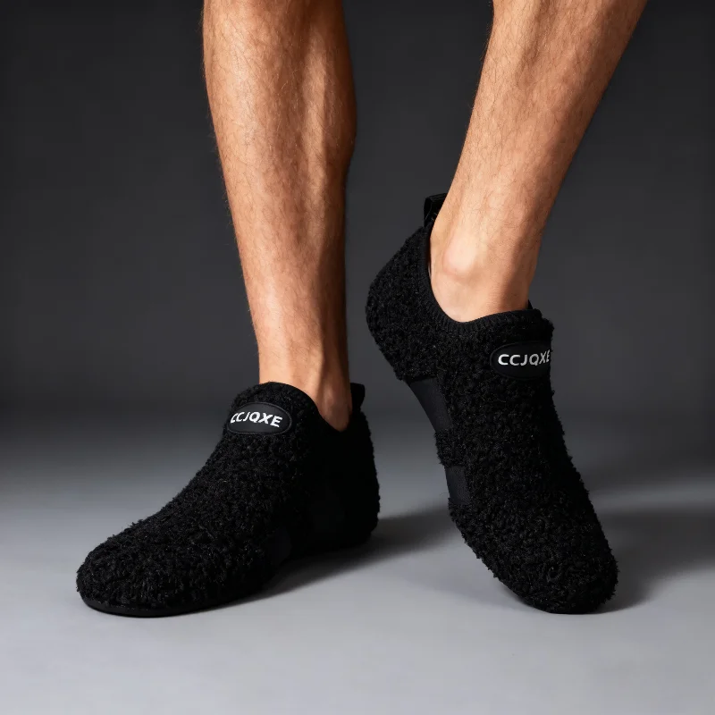Herren-Plüsch-Hausschuhe mit Überlappendem Design - Winterwarme Indoor-Hausschuhe mit Plüschfutter und Fußgewölbestütze, Weicher Komfort – Detail 10