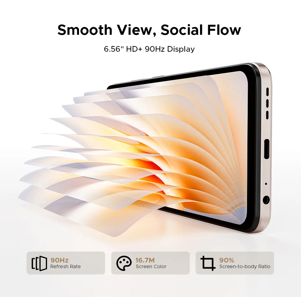 DOOGEE Note56 X Mobile Phone 8.45mm Slim Body 6.56" 90Hz Screen Android 16 6150mAh Battery Al Scene Recognition Smartphone