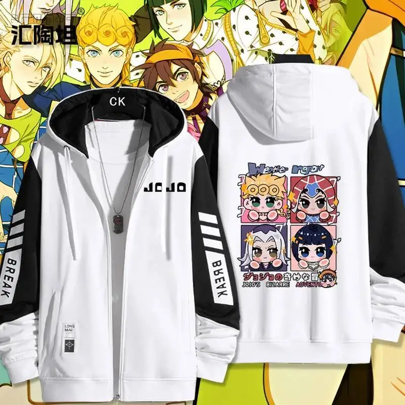 

Jolyne Cujoh Jojo's Bizarre Adventure Costum Long Sleeve Print Jacket Zipper Hoodie Women Men Fashionhooded Costumes Couple Gift
