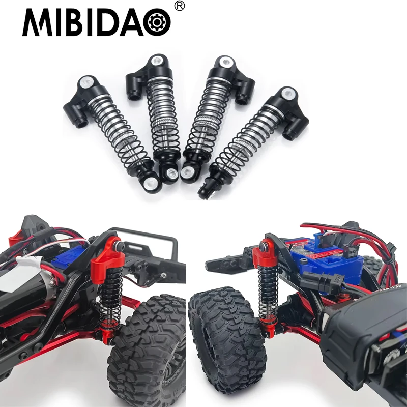 

MIBIDAO 4Pcs Aluminum Shock Absorbers Front & Rear Oil Damper For 1/18 TRX-4M Bronco Defender RC Crawler Car Parts