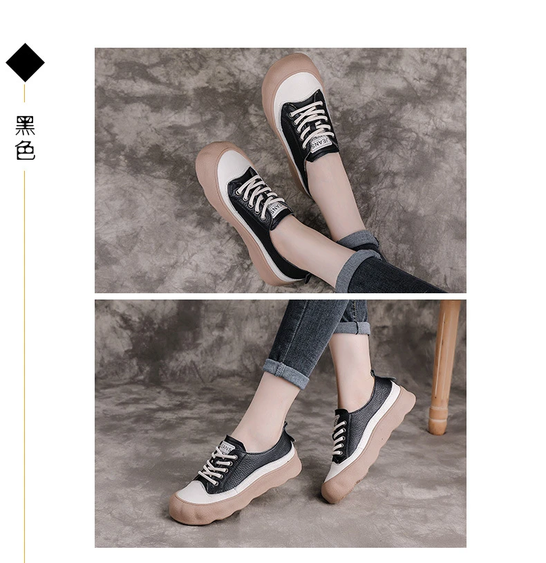 Neue bequeme Schuhe aus echtem Rindsleder, Damen-Freizeitsneaker, farblich abgesetzte Schnürschuhe, Damen-Mokassins, Outdoor-Wanderschuhe, Größe 42 – Detail 5