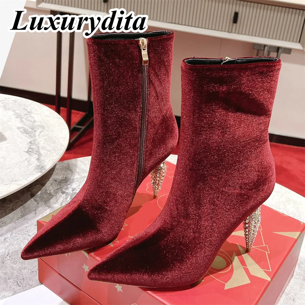 

Top Quality Womens High Heel Boots Luxury Fashion Women Ankle Boots Designer Red heel leather sole over the knee boots 1148