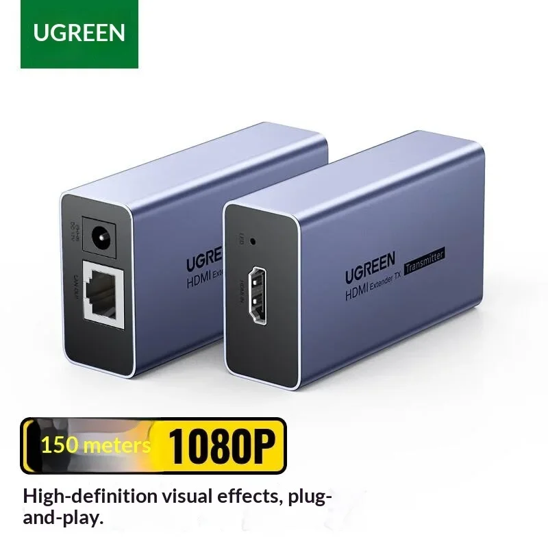 UGREEN 55007 AT303 HDMI 1.3 Extender over Ethernet 150m 1080P 60Hz Point to Point Transmitter Receiver with Power Adapter