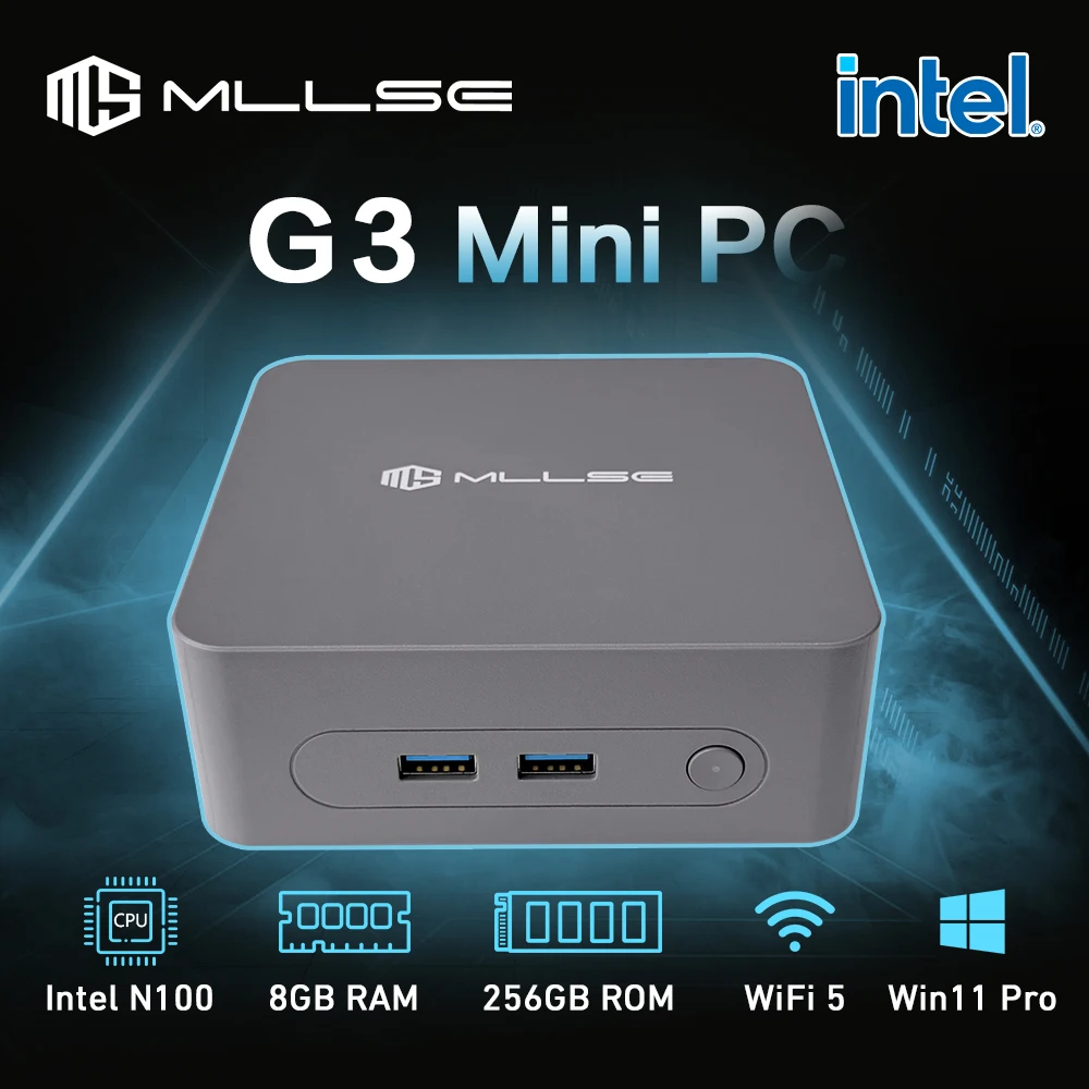 

MLLSE G3 Mini PC Alder Lake N100 Windows 11 Pro Intel 12th DDR4 8GB RAM 256GB ROM WiFi 4 BT5.2 Desktop Computer Mini Pc Work